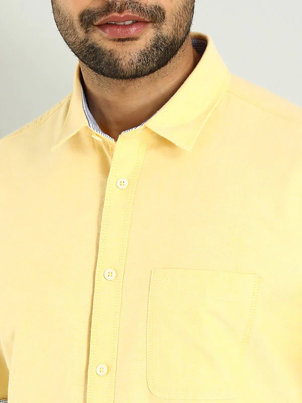 Indian Terrain Men's Regular Fit Full Sleeve Solid Yellow Shirt